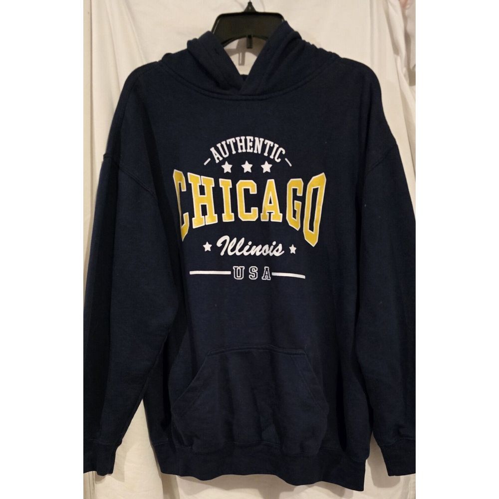 Chicago Illinois Authentic‎ Men's Hooded Sweatshirt Black Point Sportswear Sz L